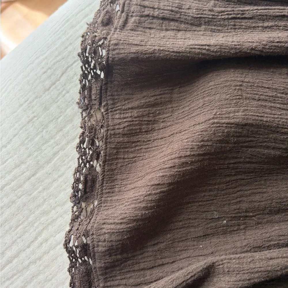 Vintage 70s Gauze & Crochet brown backless halter maxi in pristine condition. - Picture 5 of 8